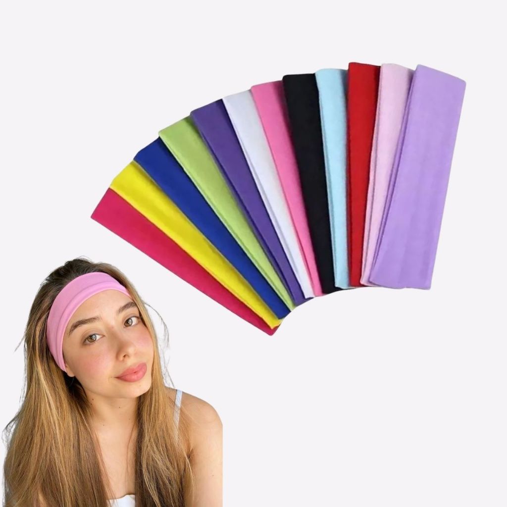 Kit Faixas De Cabelo Confortável Elástica Esporte Tiara Academia Lazer Passeio Yoga Headband