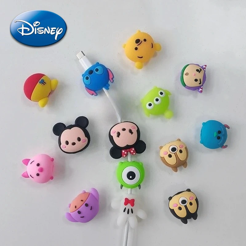 Stitch Mickey Mouse Cable Protector Case Disney Cartoon Figures Minnie for IPhone Charger Data Line Usb Head Protection Cover
