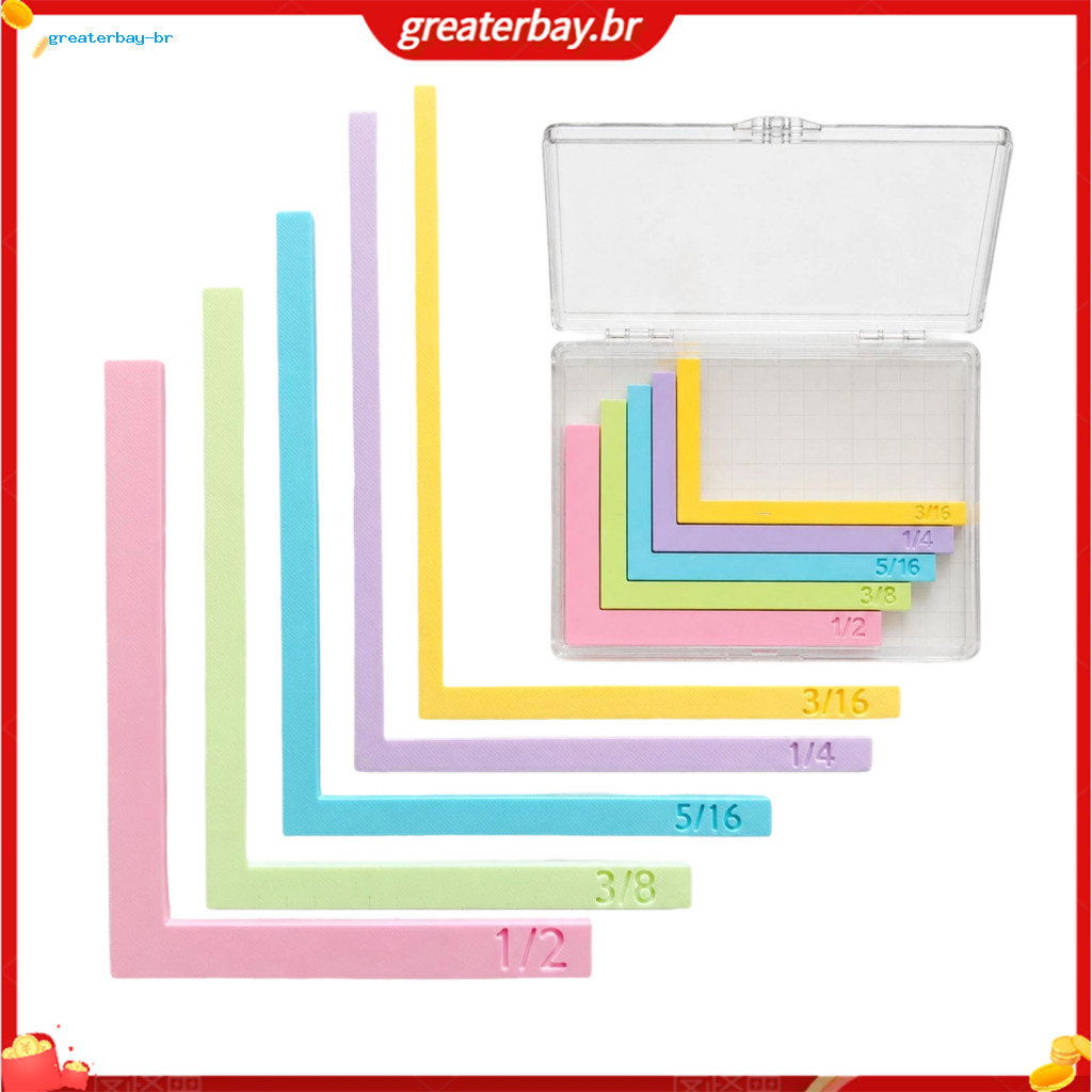 5 Pcs Color-coded L-shaped Paper Crafting Alignment Guides with Size Tabs Storage Case for Card Making Scrapbooking Laye