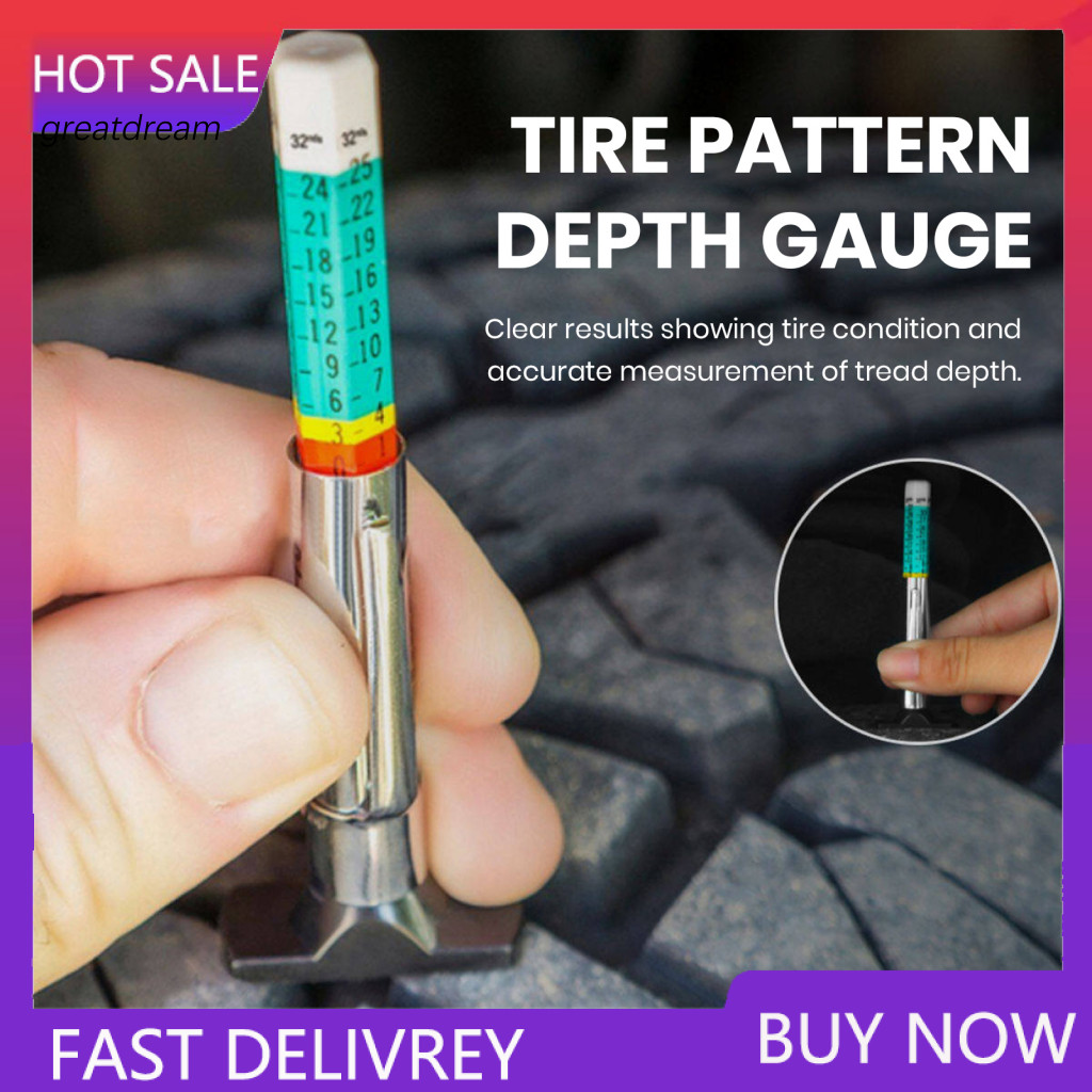 Tread Depth Gauge with Color Coding 0-25mm Stainless Steel Car Tire Coded Professional Thread Meter Tool for Accurate fo