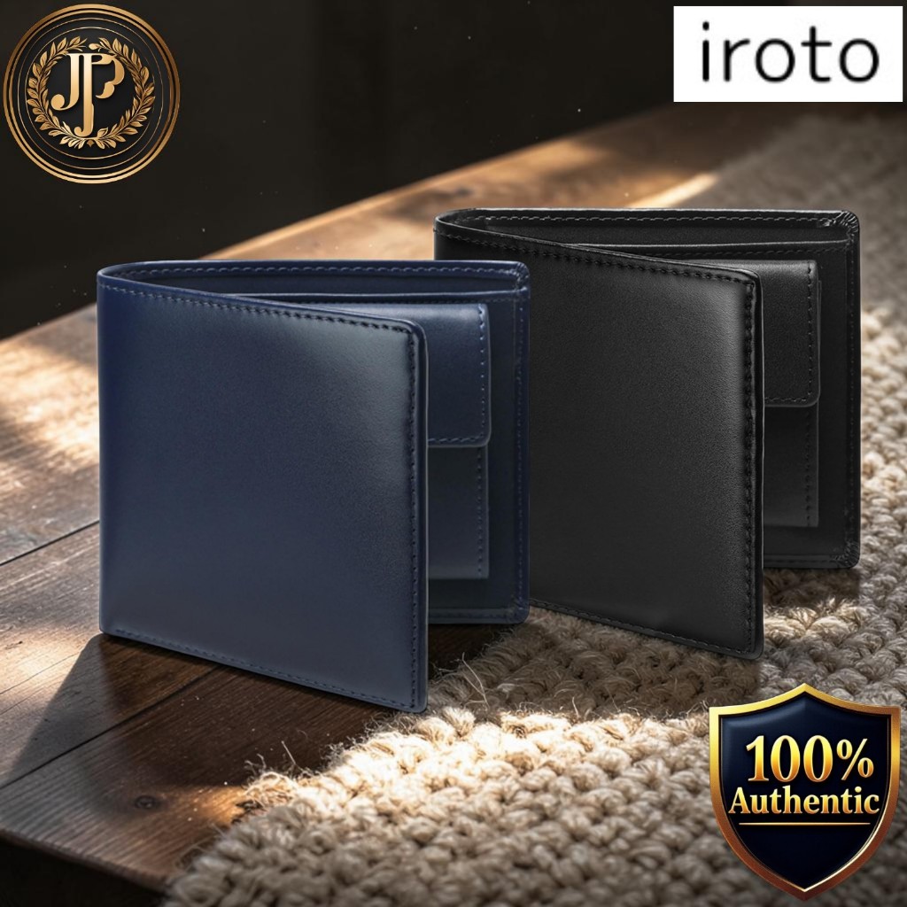 [iroto] Men's Genuine Leather Bifold Wallet, Ultra-Slim Compact Design, 6 Card Slots