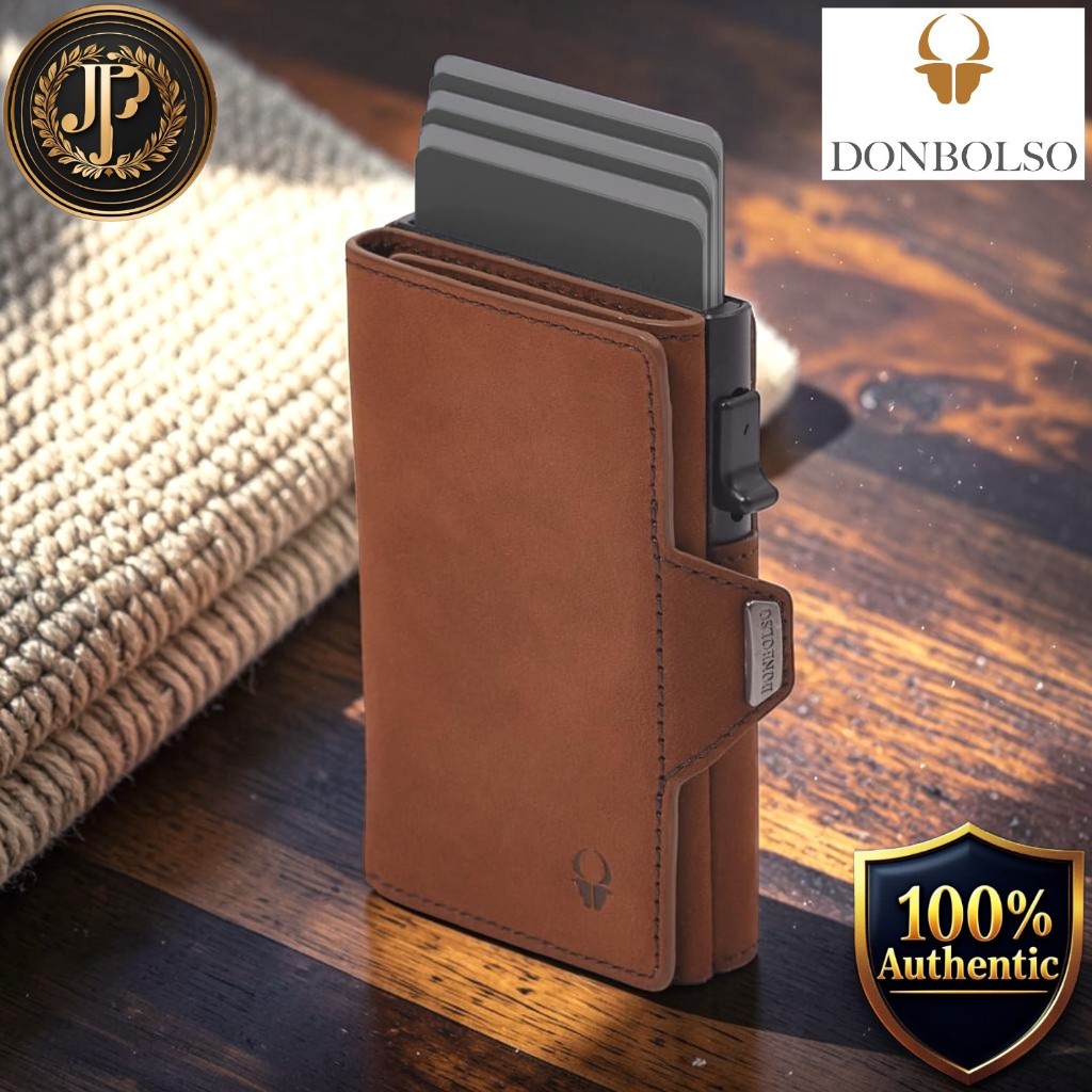 [DONBOLSO] Genuine Leather Mini Trifold Wallet for Men, Slim Compact Wallet (za077-tya)