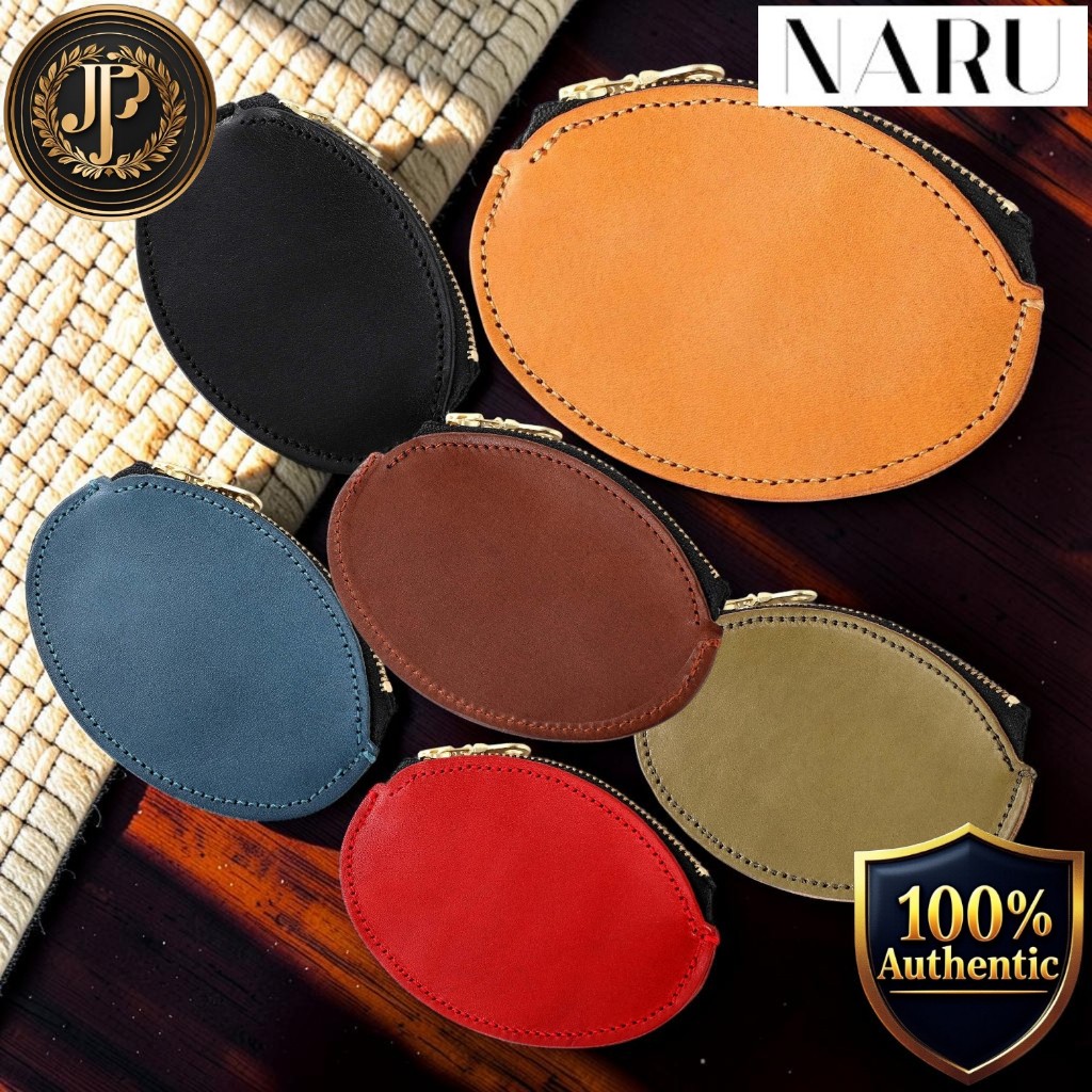 [NARU] Genuine Tochigi Leather Zip-Around Coin Case, Compact Mini Wallet & Card Holder, Unisex
