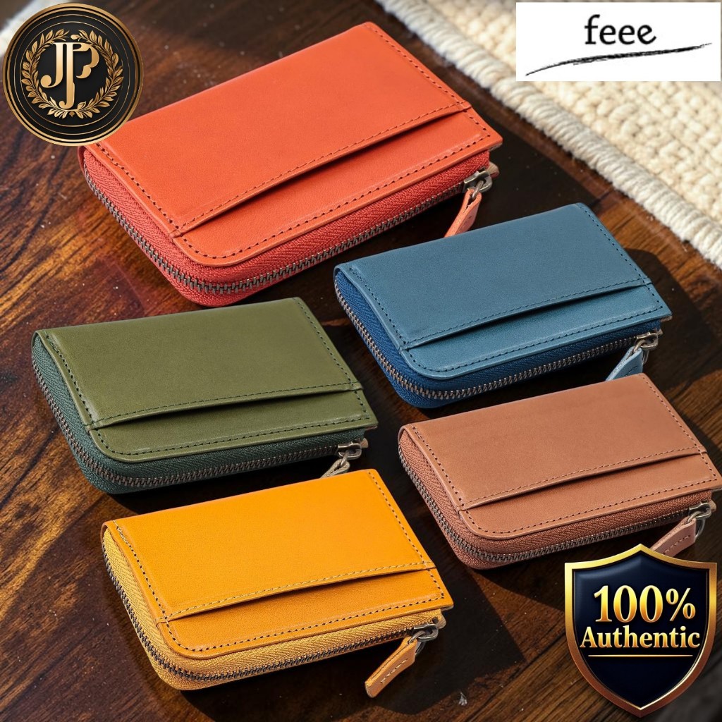 [feee] Unisex Mini Wallet, Genuine Tochigi Leather L-Zip Coin Purse, Made in Japan, FE-3041