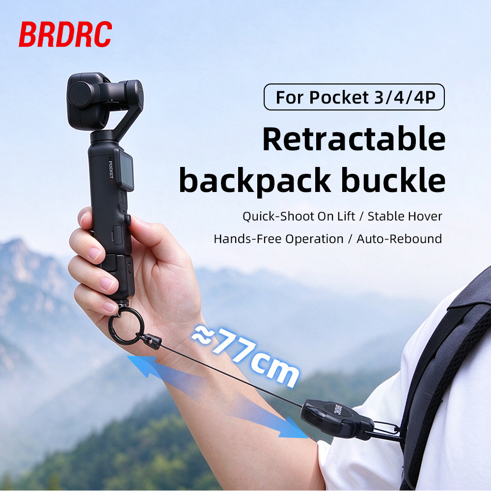 BRDRC para DJI Pocket 4P/3 Fivela de Mochila Retrátil X6/ Acessórios de Fivela de Corda Anti-Perda com Retorno para Câme