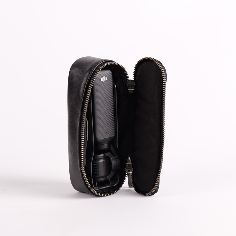DJI pocket3 Armazenamento Bolsa Câmera de couro genuíno Bolsa Armazenamento de couro de primeira camada Bolsa Deep Mount