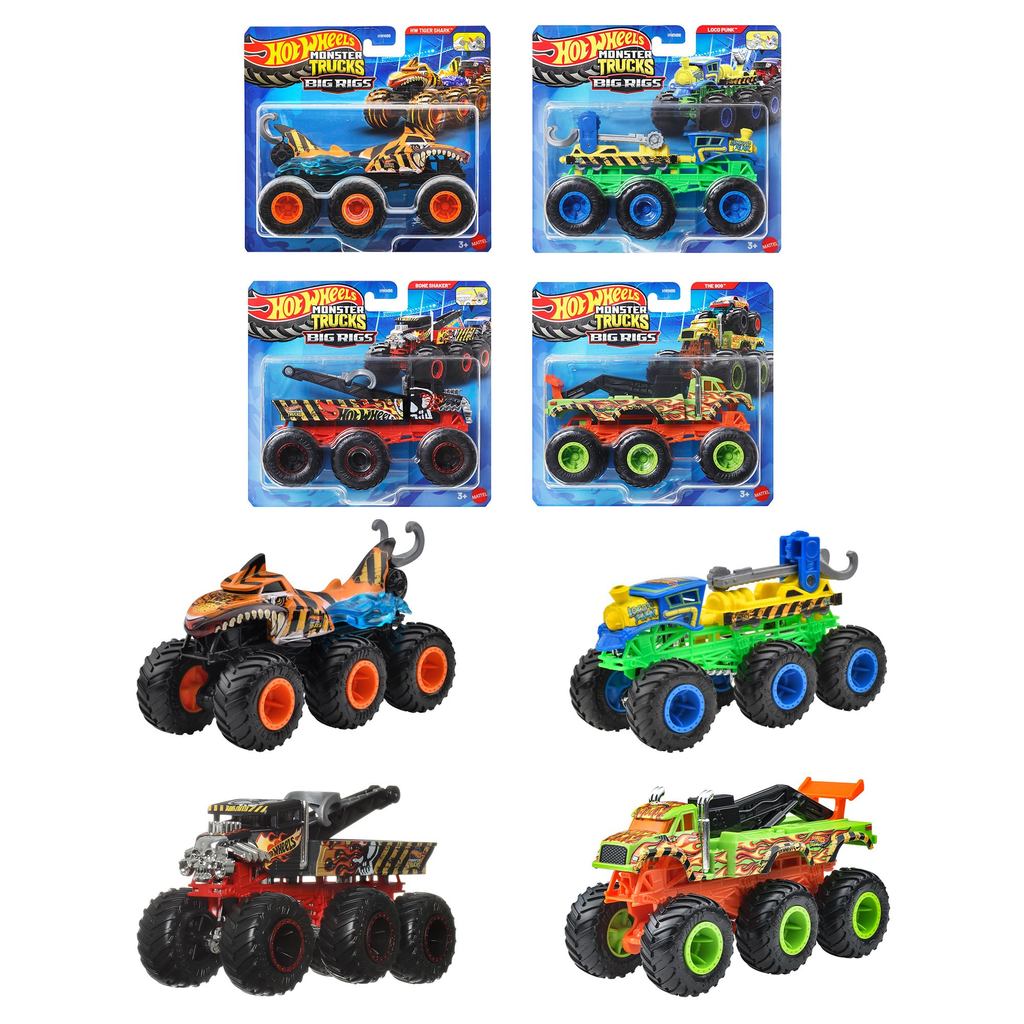 Hot Wheels Monster Truck Transporter Assortment Vehicle Toy Mini Cars, 4 Pieces in a Box, Suitable for Ages 3 and Up, Mu
