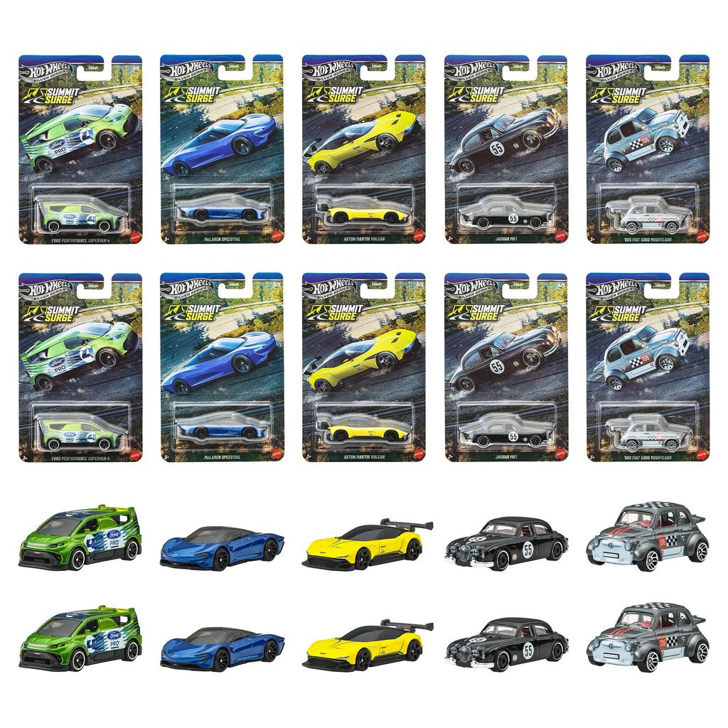 Hot Wheels Theme Automotive Assortment - Summit Surge Vehicle Toy Mini Cars, 10 pieces in a box, suitable for ages 3 and