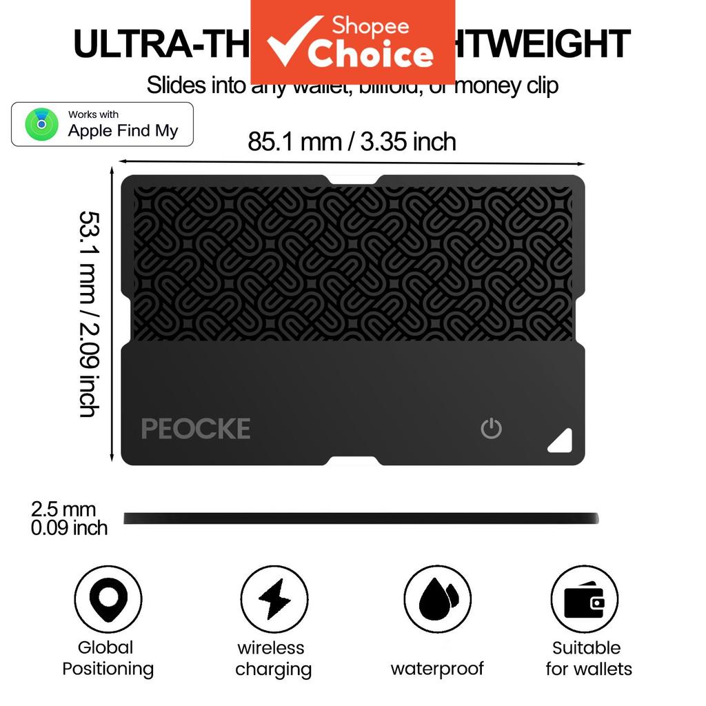 Smart Wallet Tracker Card Locação Tag funciona com aplicativo Encontre Meu, localizador Bluetooth anti-perda para