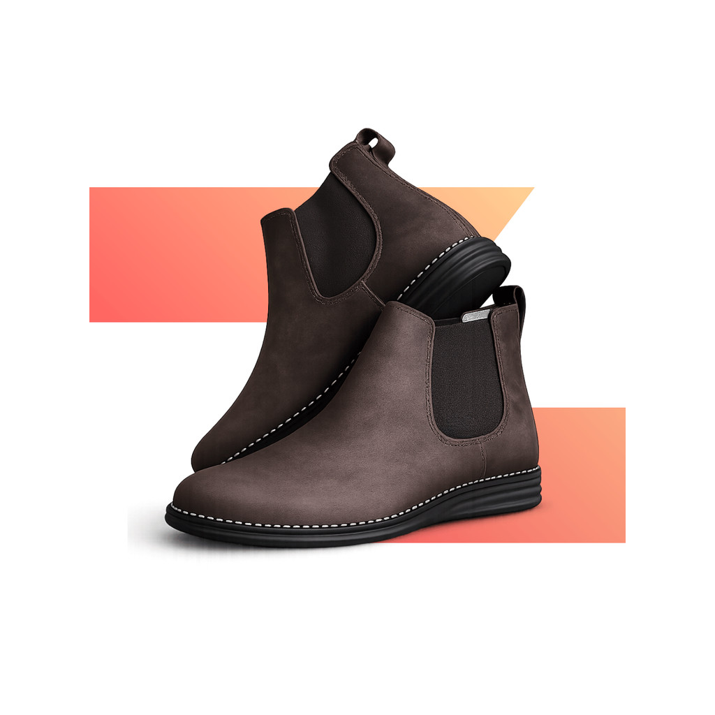 Bota Botina Masculina Couro Natural Country Fossil Brown 100% Costurada Forrada Couro Vacum Solado Borracha Palmilha Gel