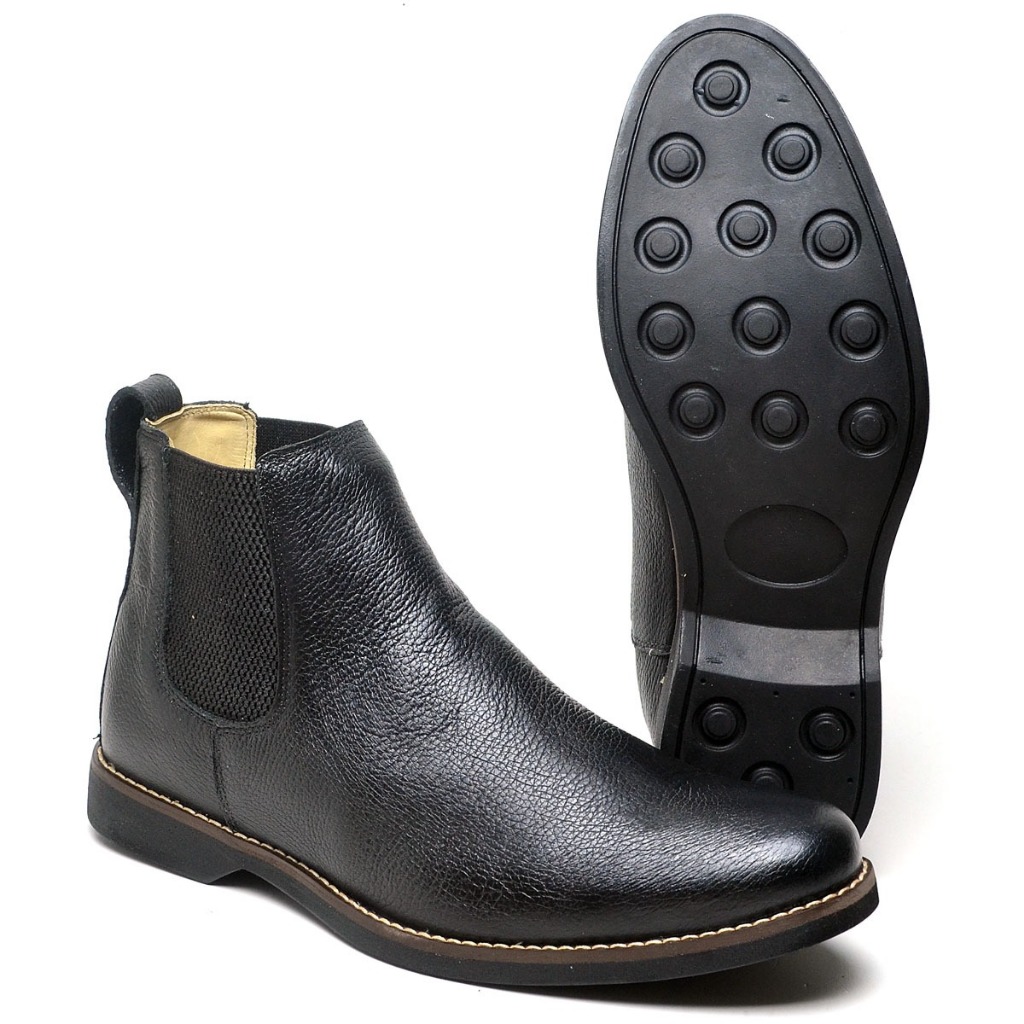 Bota Botina Masculina de Couro Legítimo e Solado Costurado Toda Forrada Vacum Country