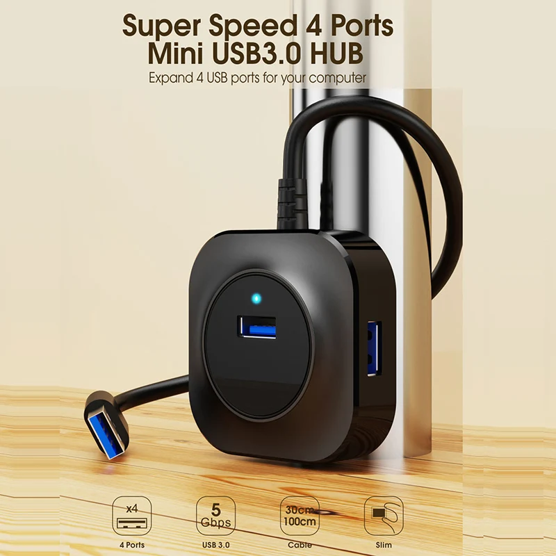 USB 3.0 2.0 HUB 4 Ports USB Cable Splitter USB Disk Card Reader Keyboard Mouse Extender Laptop PC  Phone Tablet Charging Dock