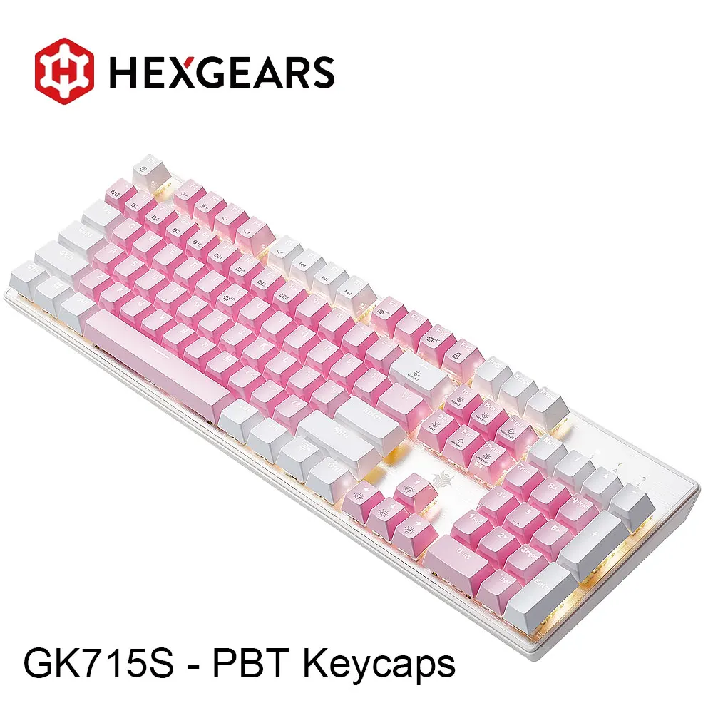 HEXGEARS GK715S Mechanical Keyboard 104key PBT Keycaps Kailh Red Switch Hot Swap White Backlight Gaming Keyboard And Job Typing