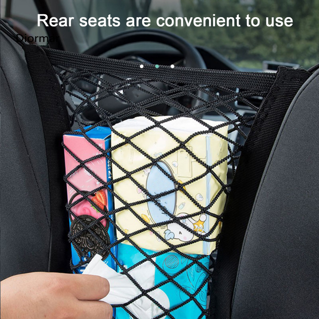 Car Storage Bag Headrest Hook Organizer Seat Gap Mesh Net Pouch for Back – Blocks Kids Pets from Dropping Items Safe f