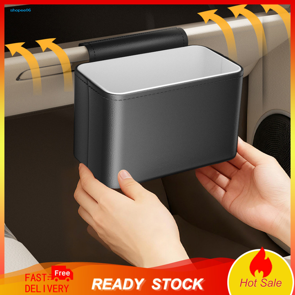 Car Trash with Opening for Vehicle – Multifunctional Organizer Box Passenger Seat Storage Pouch Tissue Holder Garbage