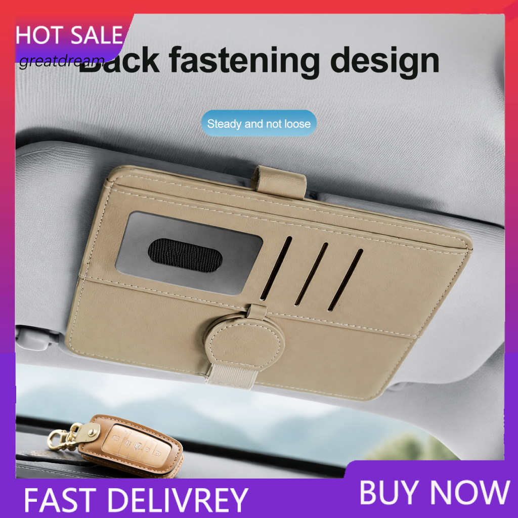 Car Sun Visor Organizer Glasses Holder Multifunctional Sunglasses Clip Ticket Card Storage Pouch for Vehicle Eye for Saf