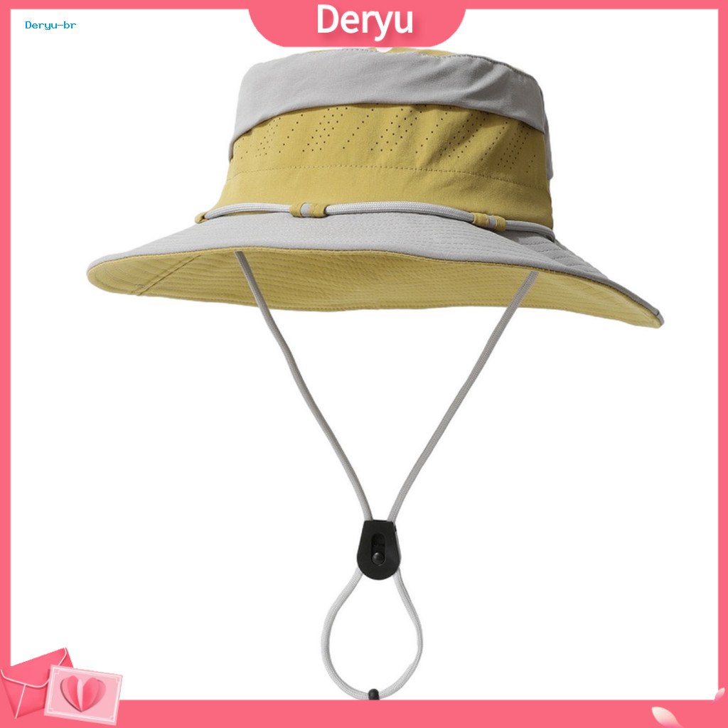 Outdoor Fishing Hat Adjustable Waterproof Fisherman with Wide Brim Windproof Buckle Sun Protection Bucket for Men and Wo