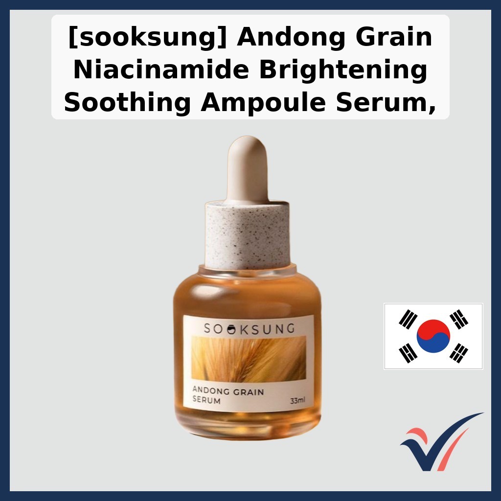 [sooksung] Andong Grain Niacinamida Brightening Soothing Ampoule Serum, 33ml, 1 Unidade/Soro Ampola Coreano Da