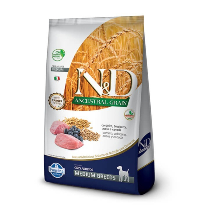 RAÇÃO ND ANCESTRAL GRAIN CÃES ADULTOS PORTE MÉDIO CORDEIRO 10.1KG