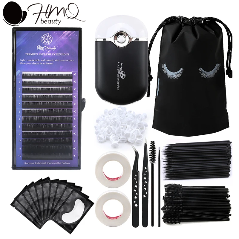 217Pc Lash Extension Kit For Beginner Professional Mini Fan Mascara Brush Micro Applicator Eye Pad Glue Ring Tape Makeup Tools