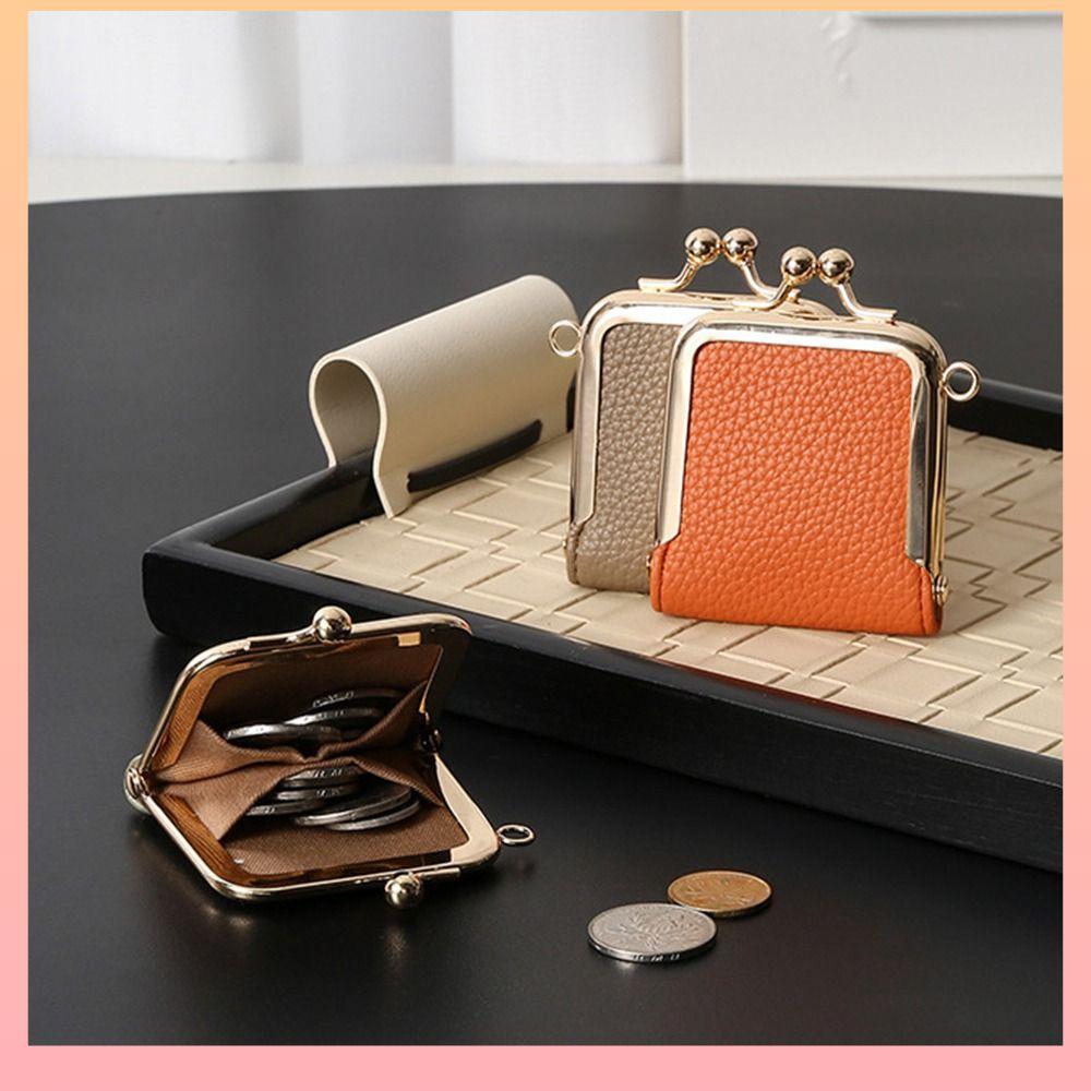 Bolsa De Moedas Kiss Lock , Mini Portátil De Couro PU Carteira