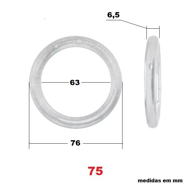 Argola plástica  CRISTAL JOWAMA 75mm - 36 un