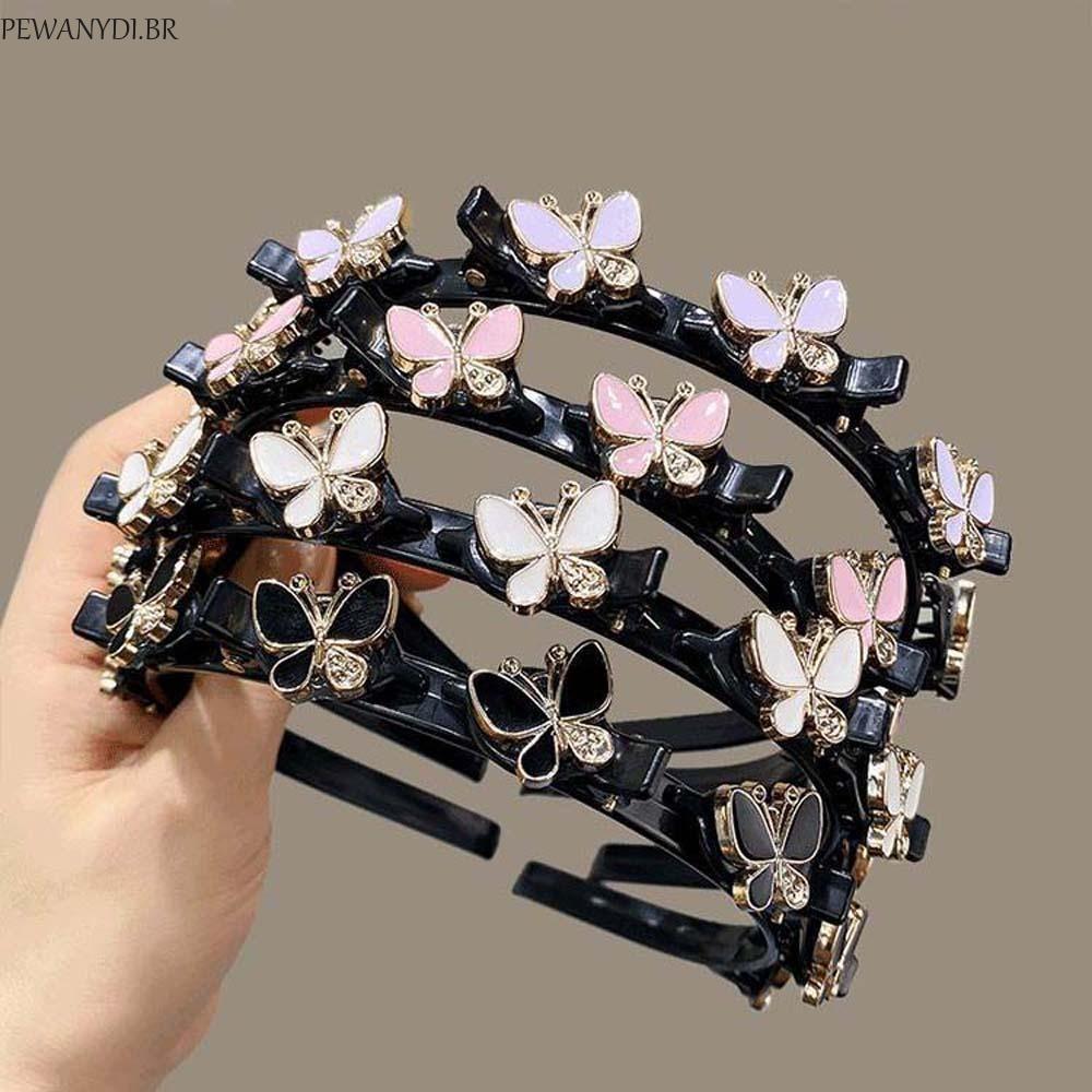 Faixas De Cabelo PEWANYDI Com Grampos , Argola Borboleta Feminina Elegante E Brilhante , Faixa Doce De Plástico Estilo F