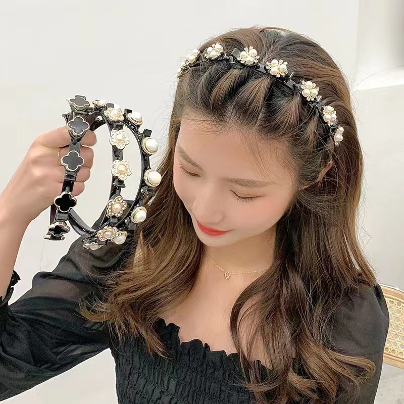 Novas Faixas Duplas De Cabelo Penteados Femininas Plásticas Finas Tiara Trançado