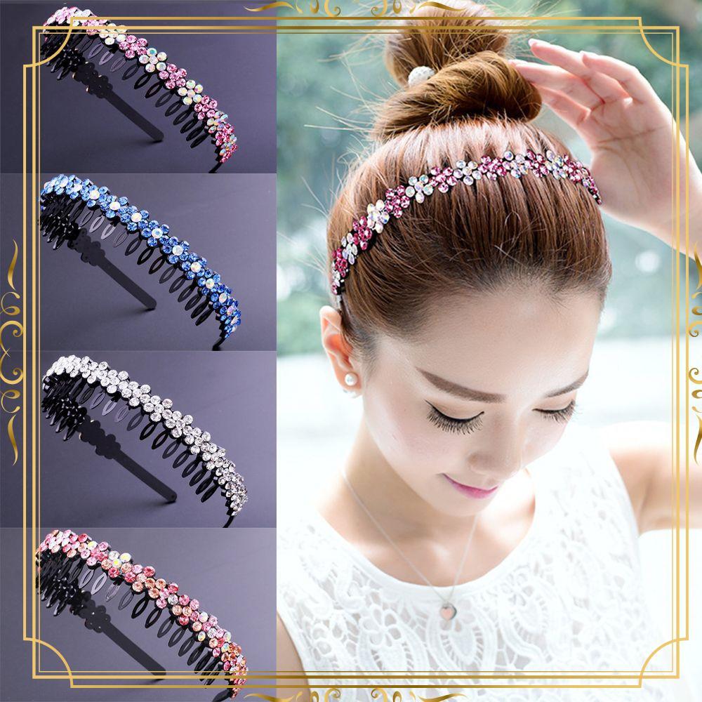 DA-FACC Rhinestone Hairband Acessórios Plásticos Para Cabelo Feminino Headwear Crystal Flower