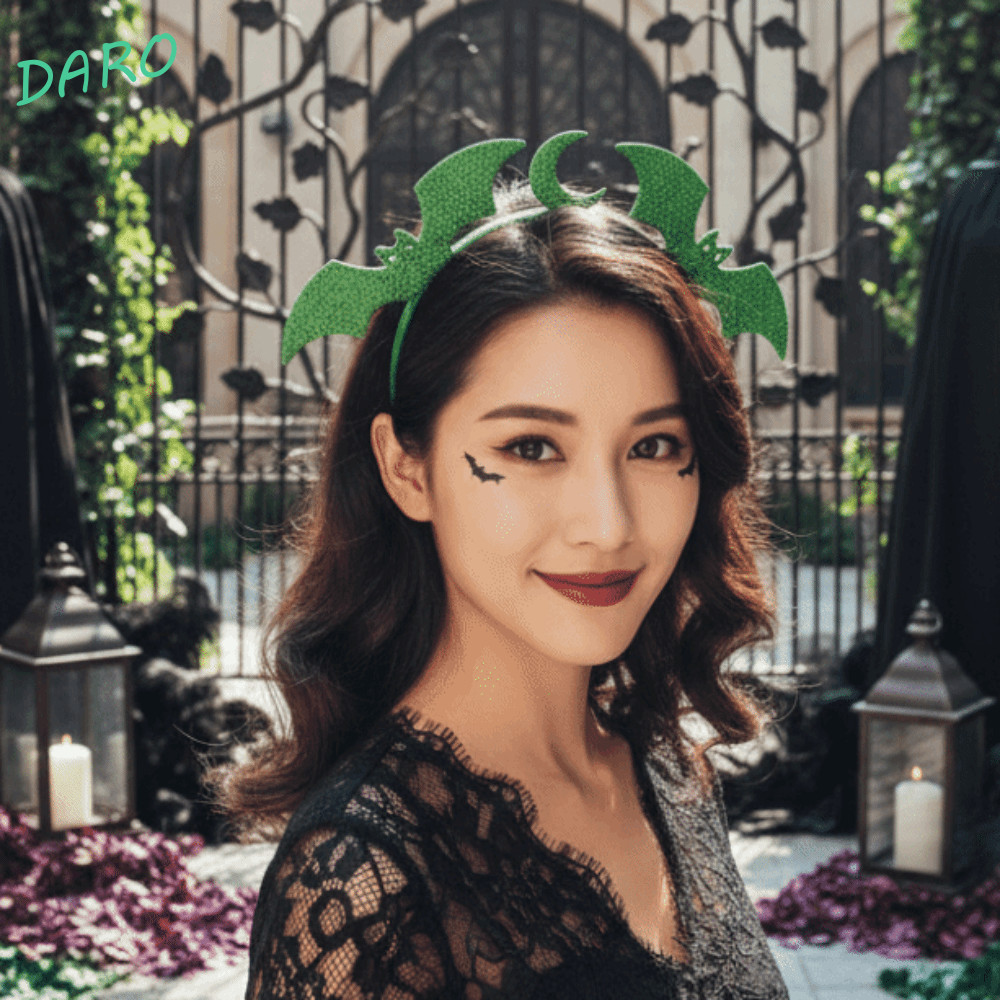 Darao Faixa De Cabeça De Halloween , Cabelo De Morcego Brilhante E , Argola Elástica De Cor Sólida Com Núcleo De Plástic