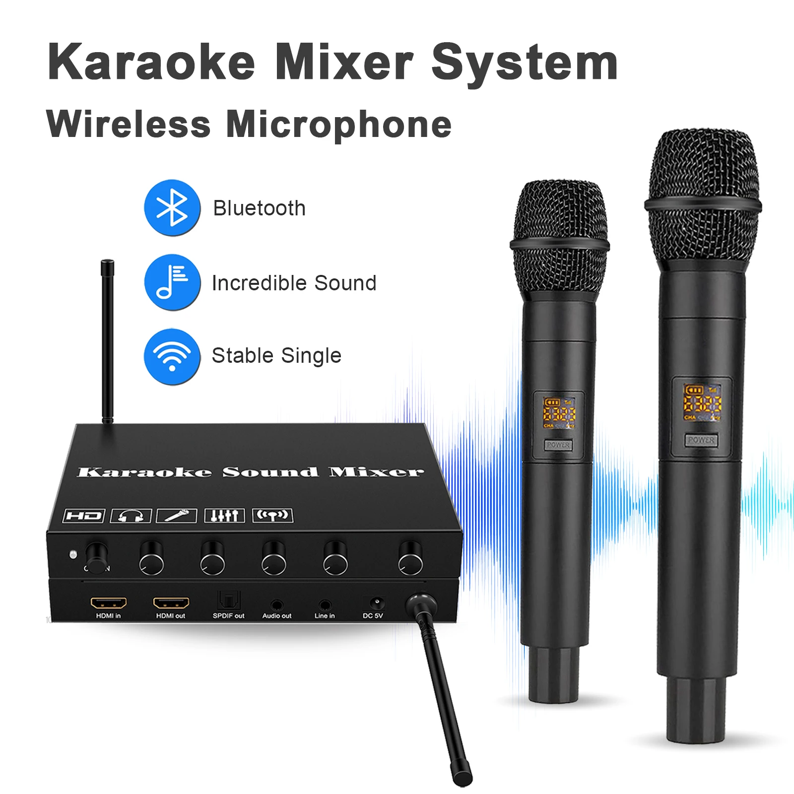 HDMI Karaoke Player Mixer Home Theater Wireless for Smart TV PC Sound Bar Amplifier Speaker Home KTV