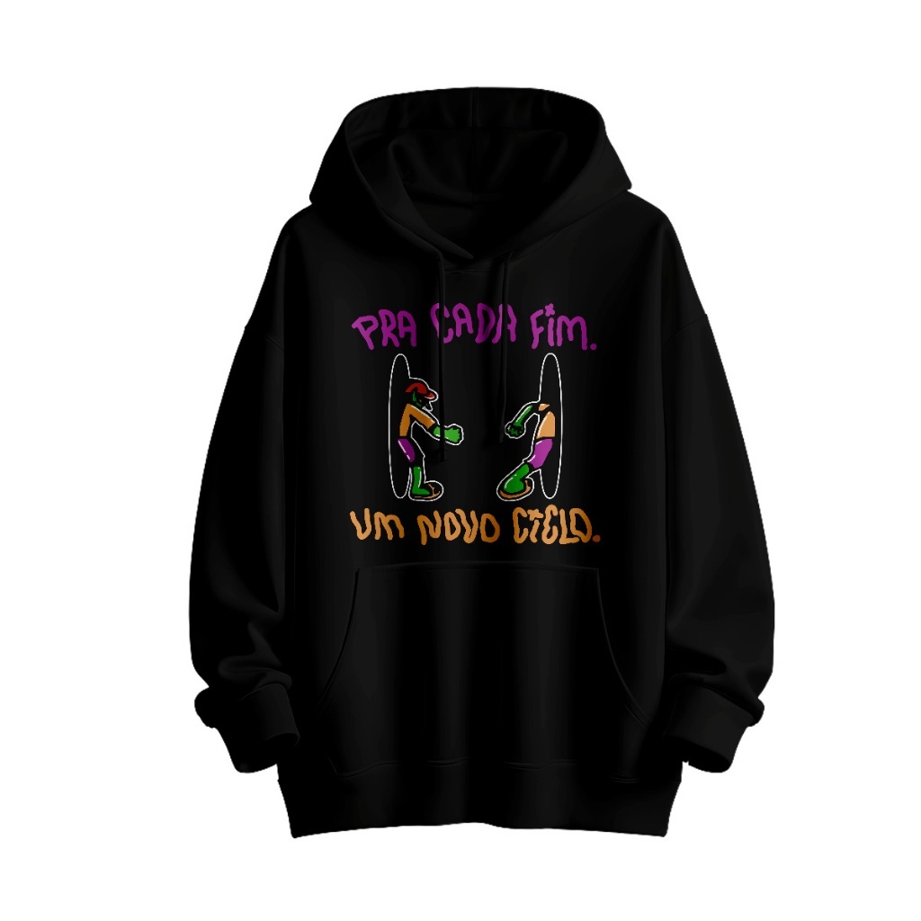 Moletom Unissex Com Capuz Streetwear Estampa Criativa Dois Personagens Estilo Cartoon Moda Urbana Alternativa