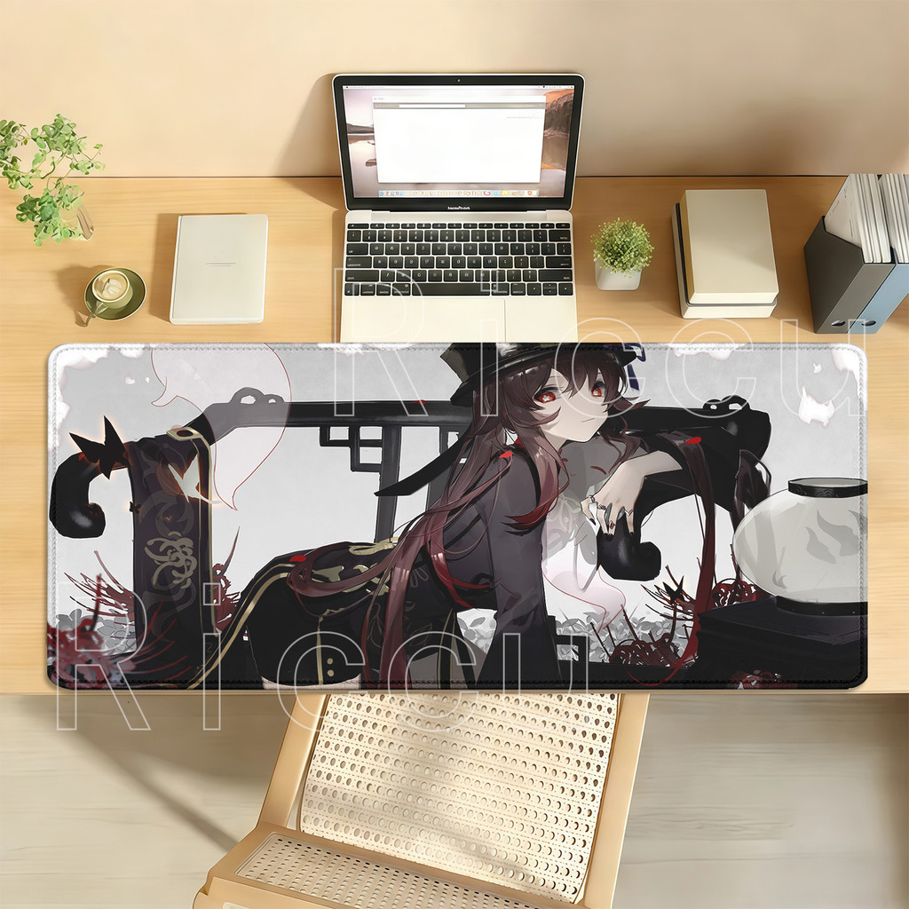 Gaming Genshin Impacto Hu Tao Mousepad Borracha Antiderrapante Acessórios De Escritório Mouse Pad Teclado Computador XXL