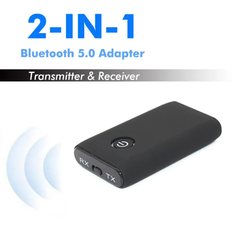 2 in 1 Wireless Bluetooth 5.0 Transmitter Receiver 3.5mm AUX Chargable Audio Adapter for TV PC Car Speaker Headphones Hifi Music