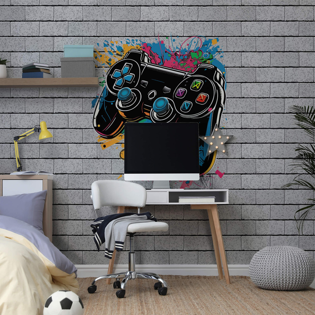 Papel de Parede Video Game Quarto Gamer Joystick Painel 9m²