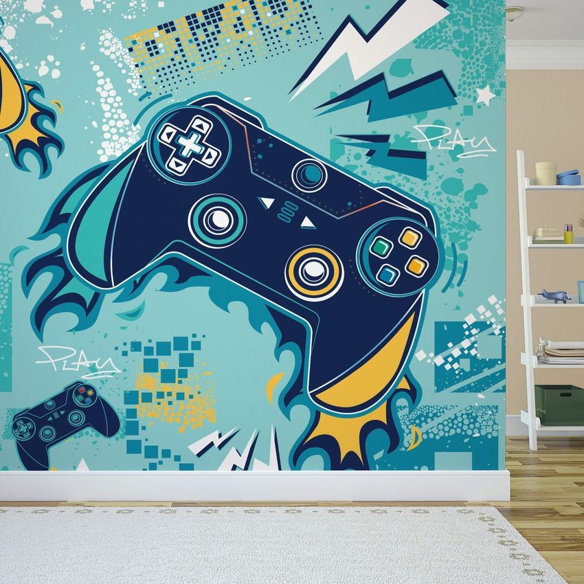 Papel de Parede Gamer Painel Video Game Controles cobre 6m²
