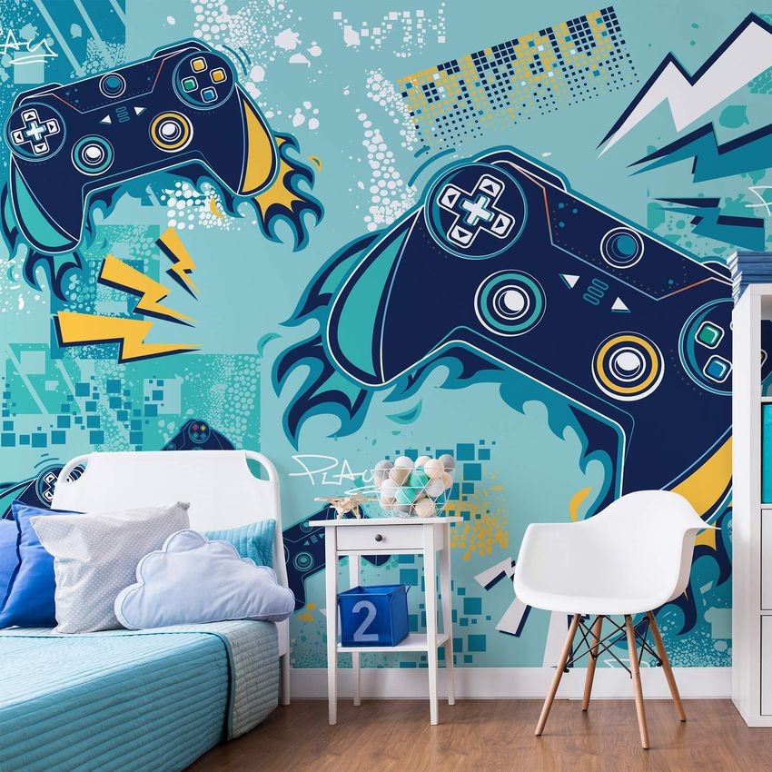 Papel de Parede Gamer Painel Video Game Controles cobre 12m²