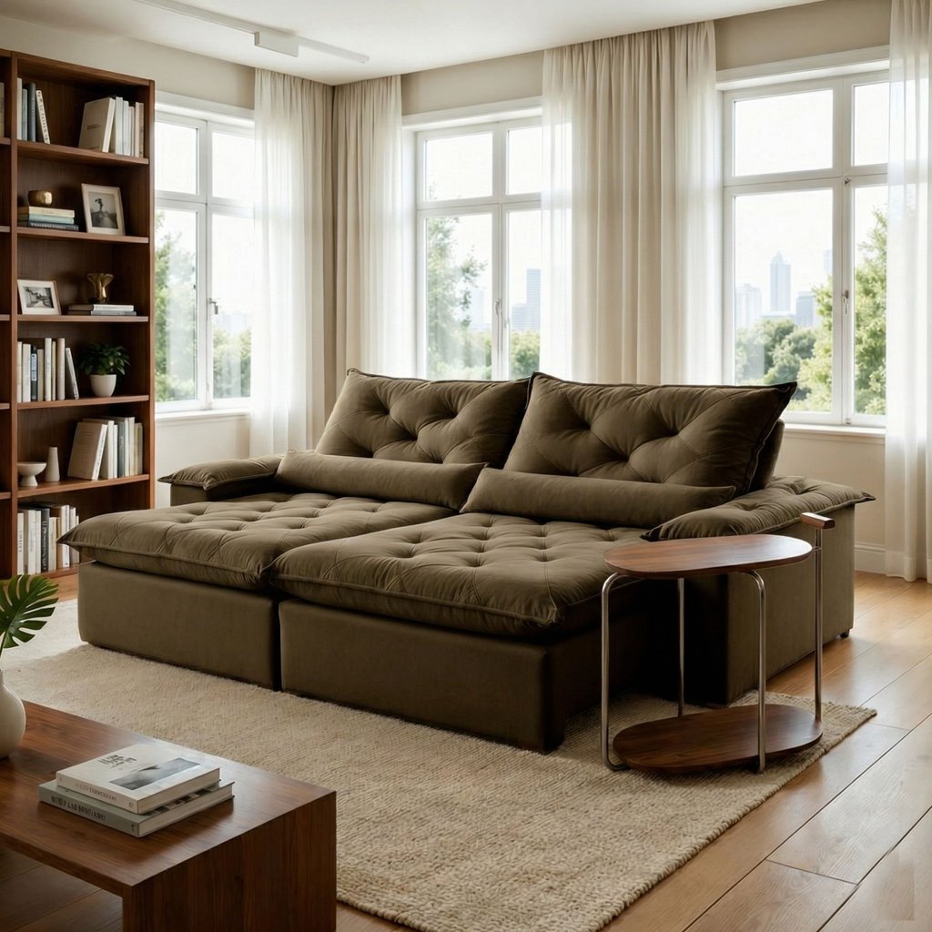 Sofá Retrátil e Reclinável 3 Lugares 240cm Diamond Super Pillow Veludo Marrom Veludo Marrom