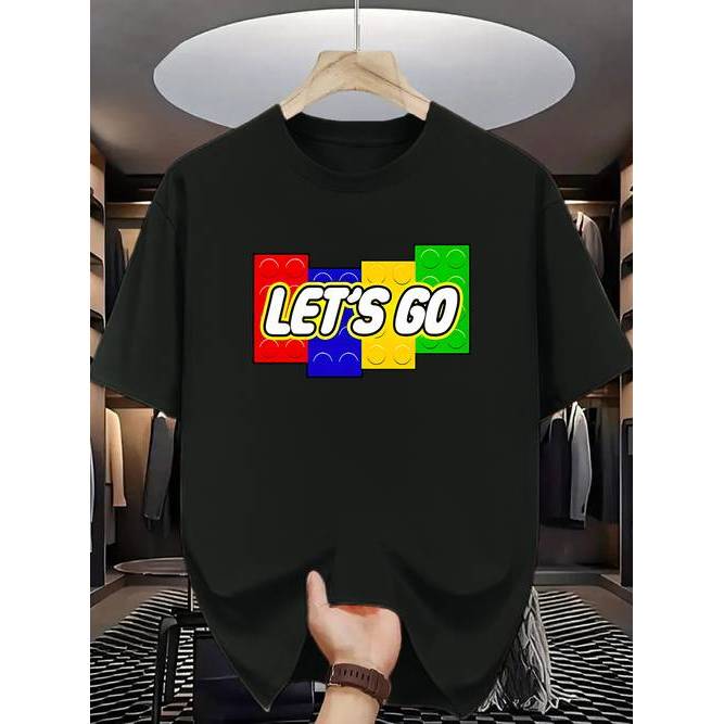 Camiseta Let'S GO Logo Íconico Impressão 2D Arquitetura Gaming Retrô Masculino Estilosa Confortável Moderna Casual