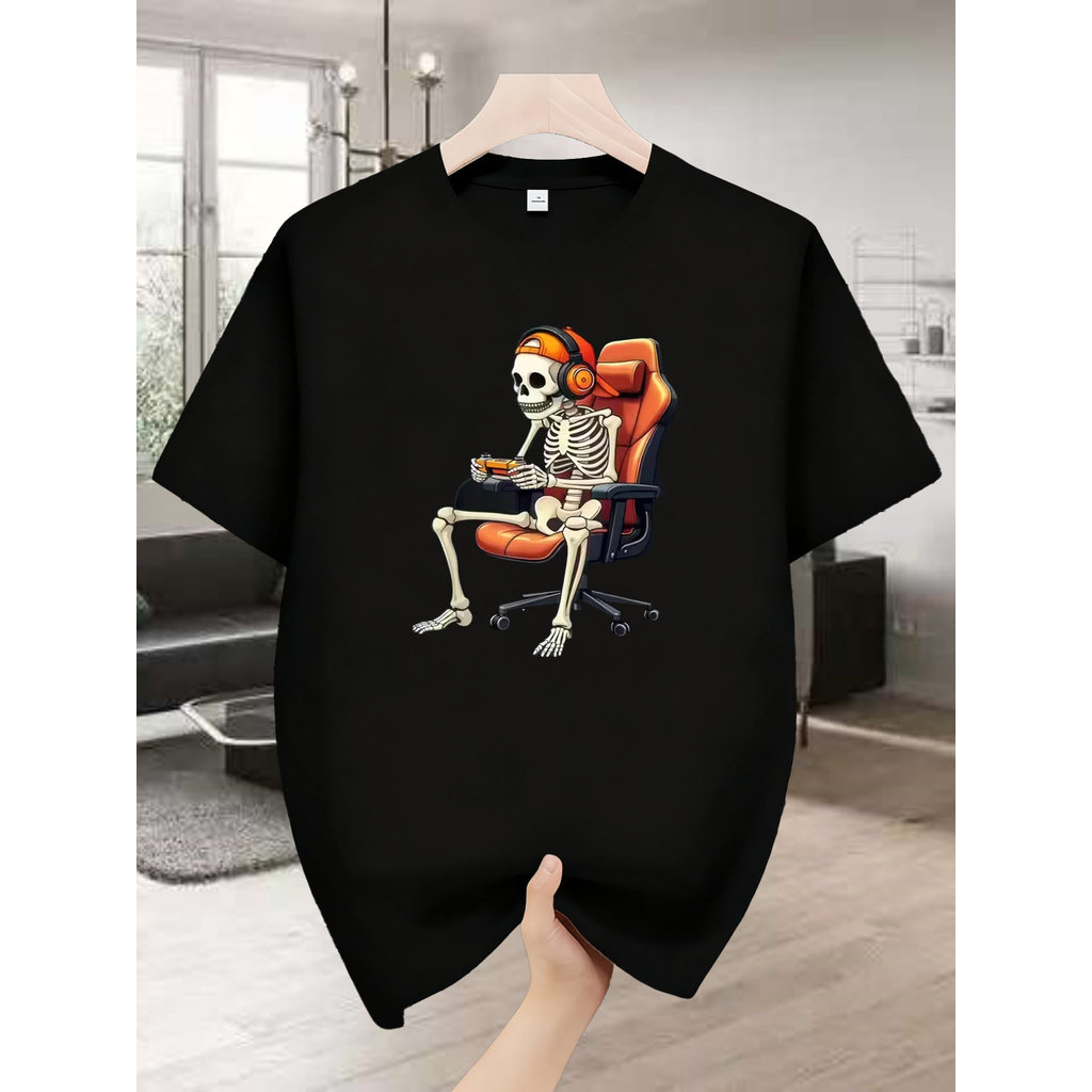Camiseta Masculina Gaming PC Gamer Logo Gráfico Confortável Divertida Estilosa Casual