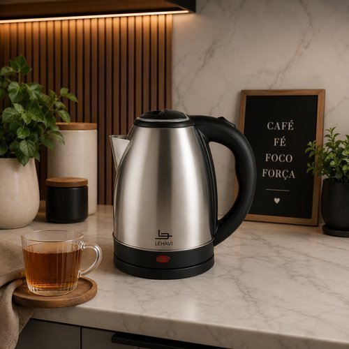 Chaleira Elétrica Inox 1,8L 220V Base Giratória 1500W Lehavi