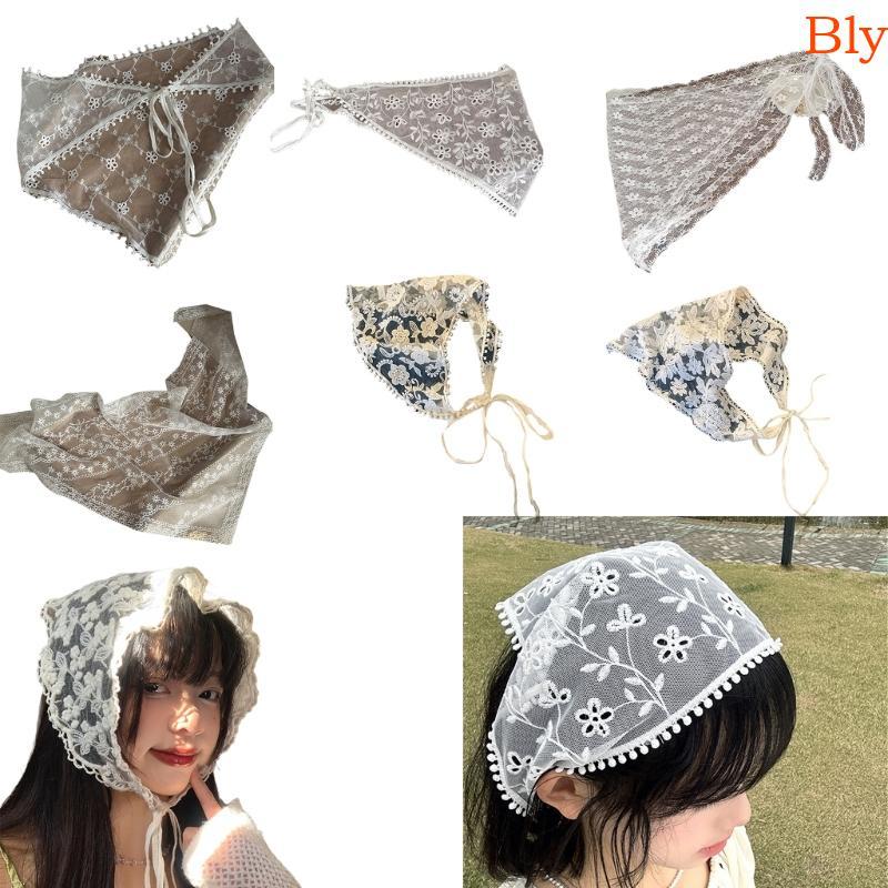Bly Fashion Lace Head Scarf Férias Lenço Cabelo Viagem Bandanas