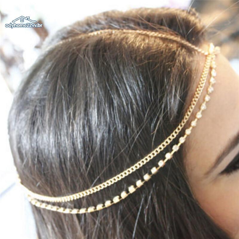 adyhome22vv Metal Multicamadas Boho Head Chain Headband Penteado De Casamento Acessórios Para Cabelo br