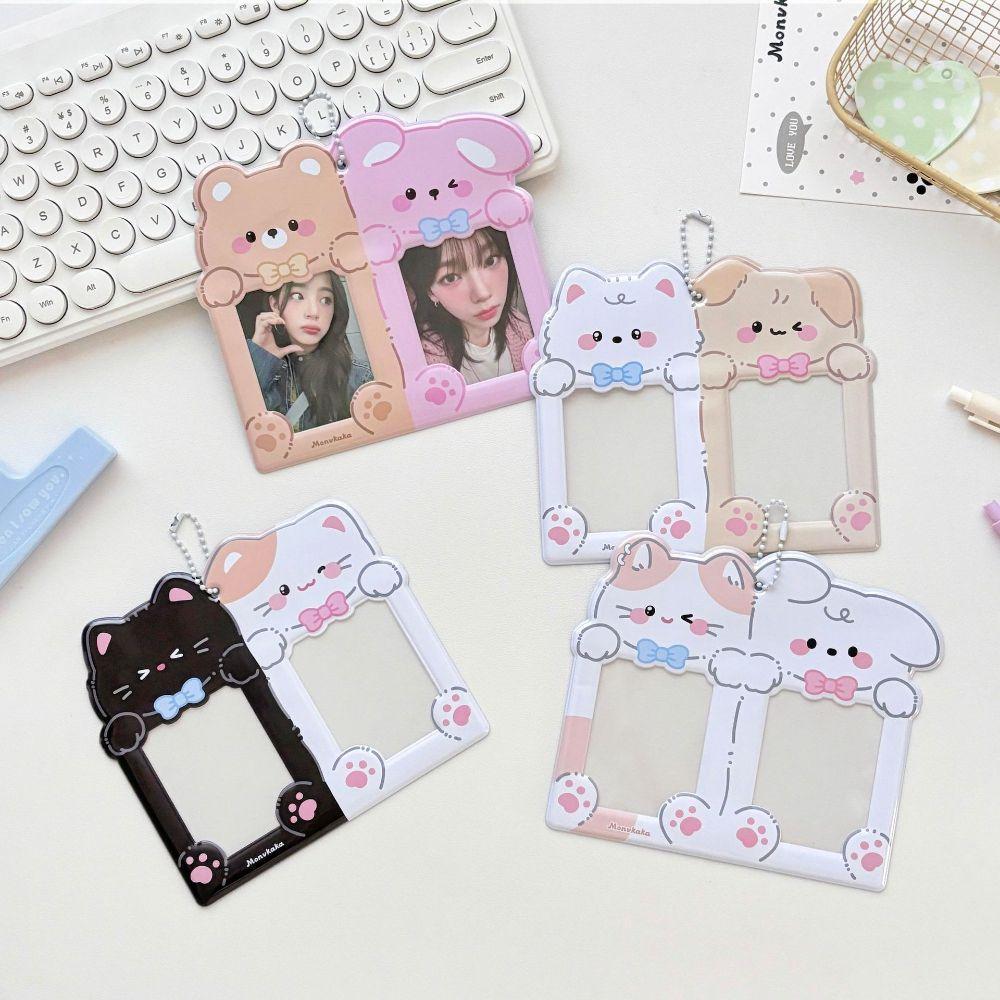 Capa Para Cartão Fotográfico Kpop , Porta-Com Padrões De Animais De 3 Polegadas , Chaveiro CP 2 Grades Idol Card Cover