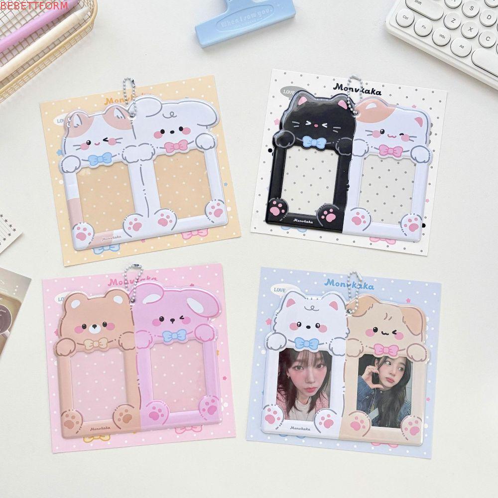 Capa Para Cartão Fotográfico Kpop , Porta-De 3 Polegadas Com Padrões De Animais , Chaveiro CP 2 Grades Idol Card Cover