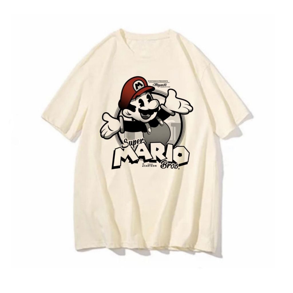Camiseta Mario Classico nintendo gamer blusa feminina masculina vintage preto e branco cartoon bros