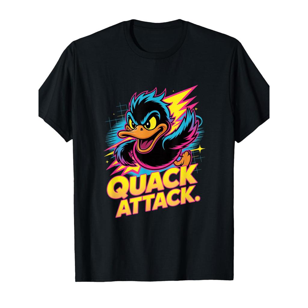 Quack Attack Angry Retro Duck Cartoon Gamer Adequado Como Presente De Feriado Para Homens Família Algodão Redondo