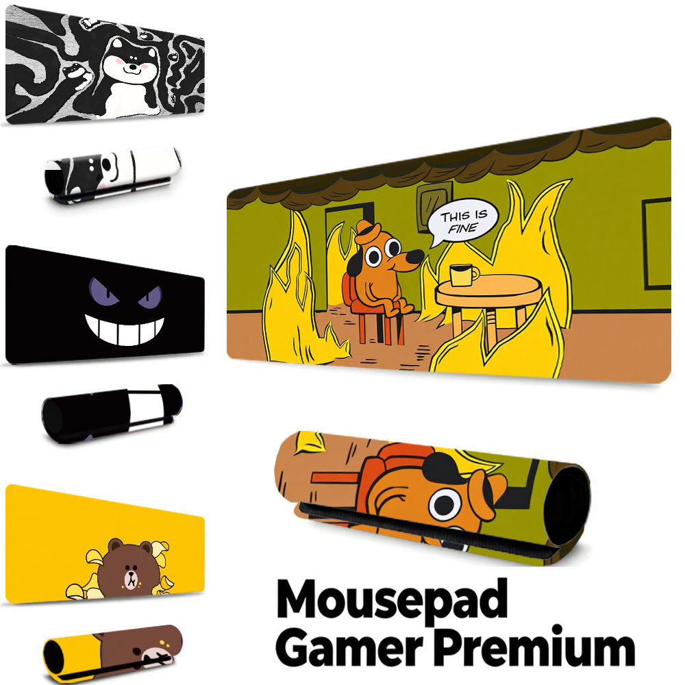 Mousepad Gamer Grande 80x30cm Superfície Suave Antiderrapante, Borda Costurada, Desenho Cartoon Engraçado para Jogos