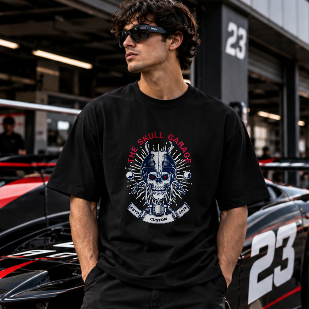 Retro Skeleton Car T-Shirt: 100% Cotton, Unisex, Modern Urban Streetwear