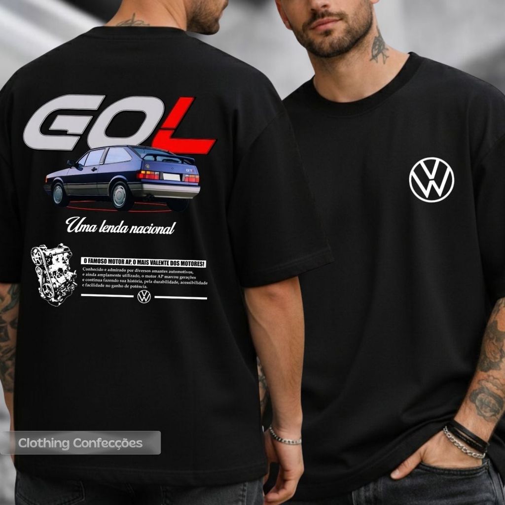 Camiseta Streetwear Vintage Carro Clássico Gol Quadrado Uma Lenda Nacional Retrô Car Equipado Rebaixado Motor Rp